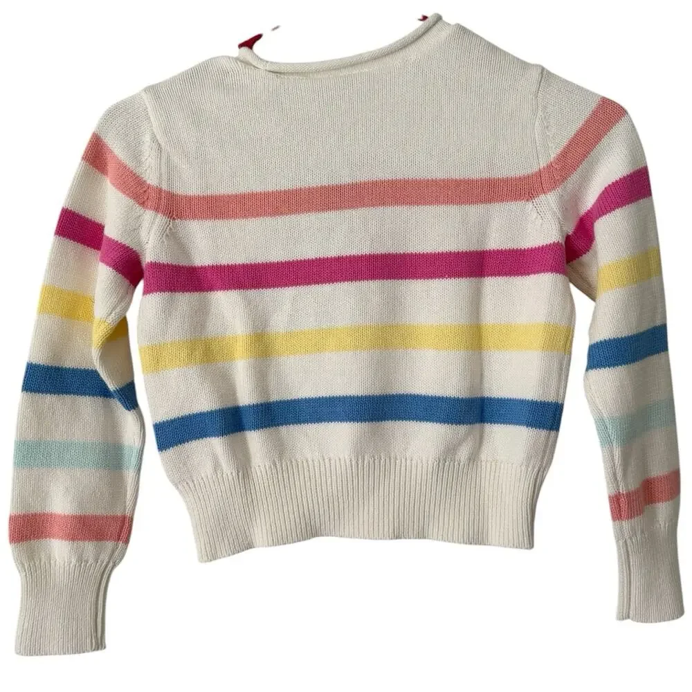 NWT Gap Kids White Striped Rolled Neck Knit Sweater Girls Size Small 6/6x